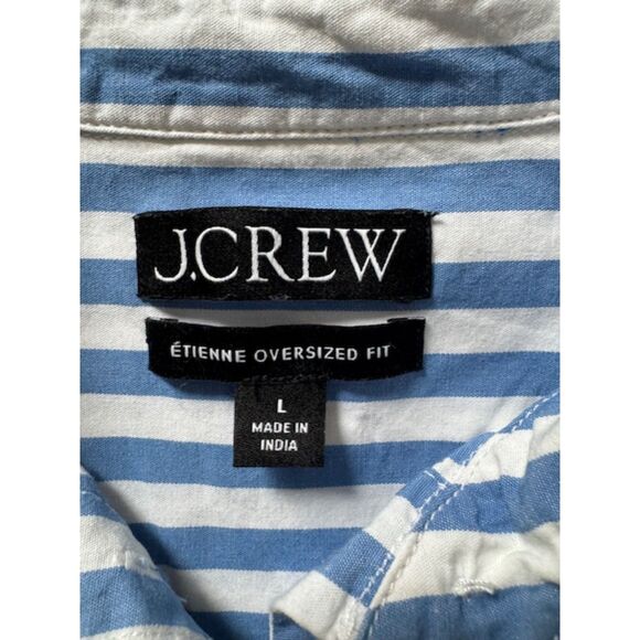 J.CREW Étienne oversized shirt in striped cotton poplin, Blue/White, Size L - Picture 4 of 8